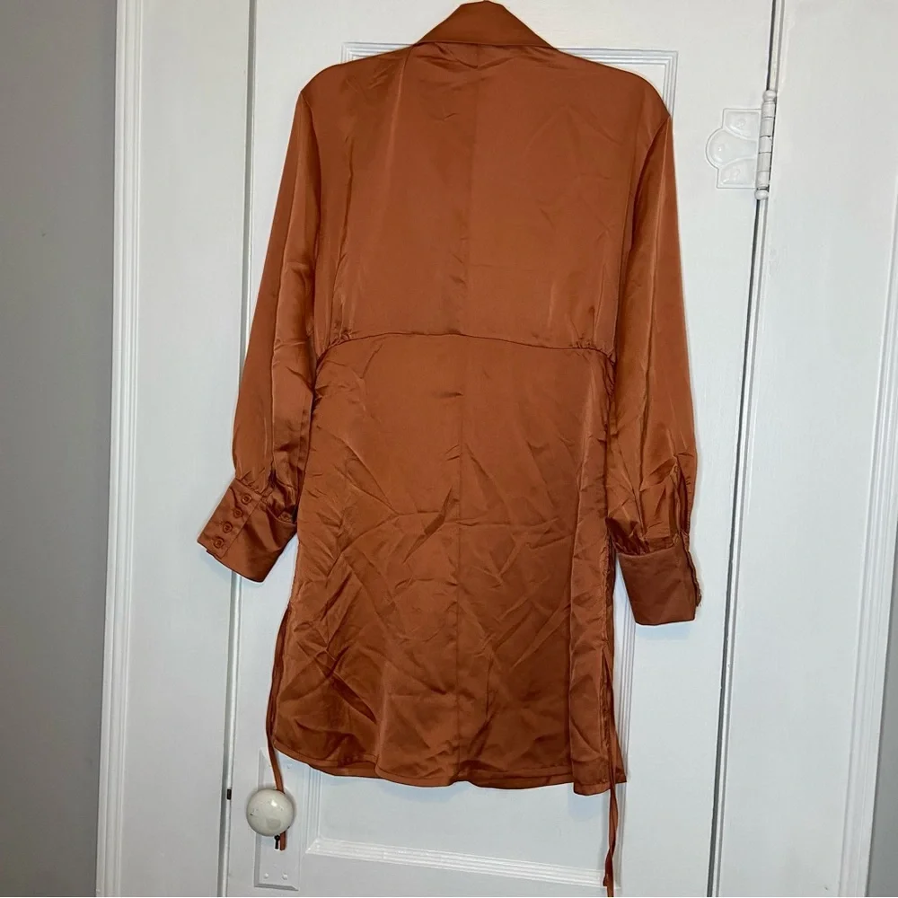 Hyfve Button Down Ruched Long Sleeve Mini Dress Size Large NEW - Picture 10 of 14